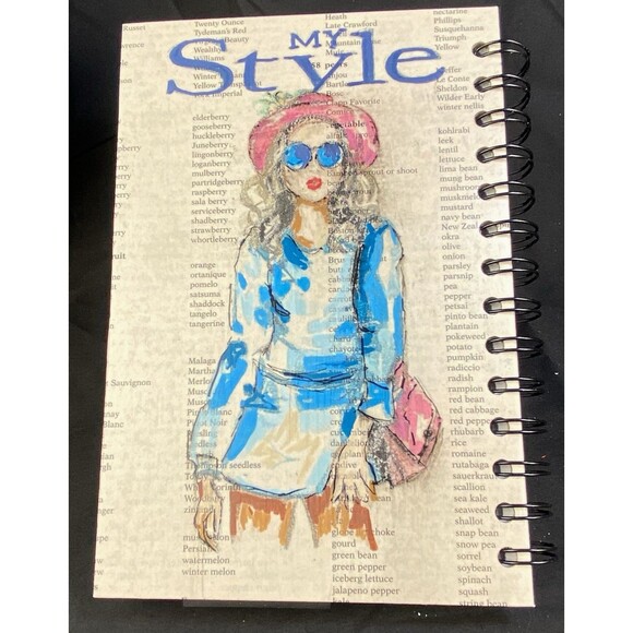 Journal Unique "MY STYLE" Fashion Designs Handmade Upcycle Spiral Notebook Flair - Picture 5 of 6